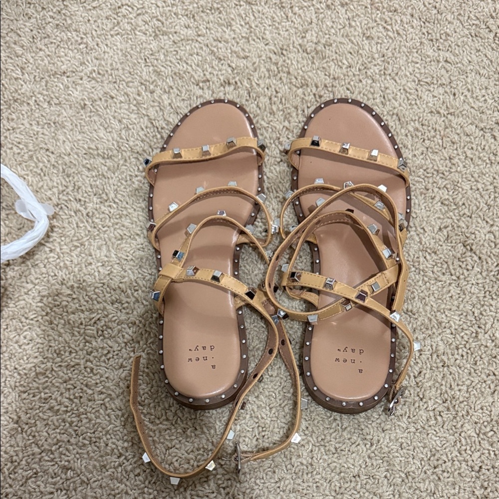 a new day Tan Strappy Studded Sandals